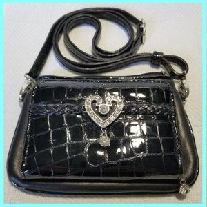 🌺HP🌺Brighton Black Leather & Swarovski Crossbody Bag